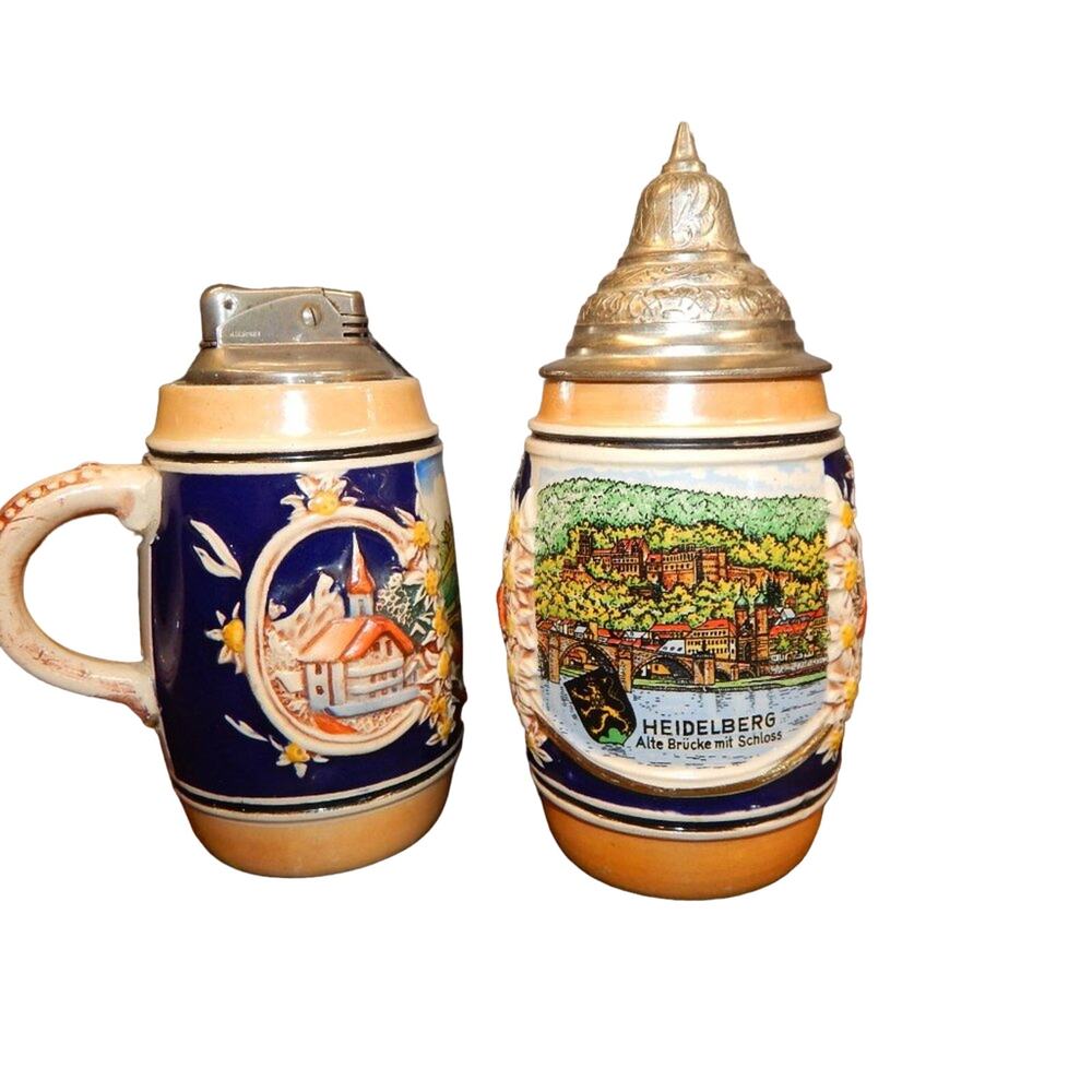 Rare Vintage Pair of Matching Steins Made in Germany